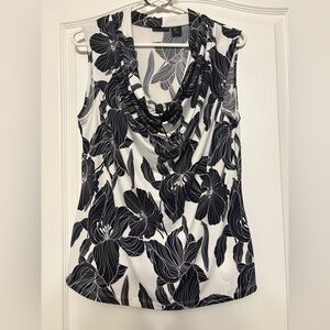 Tahari Black Cowl Neck Blouse